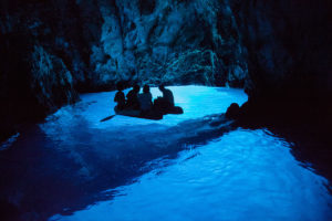 Exploring Blue cave with dinghy