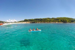 swimming in the crystal lagoon of Budikovac island