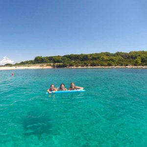 swimming in the crystal lagoon of Budikovac island