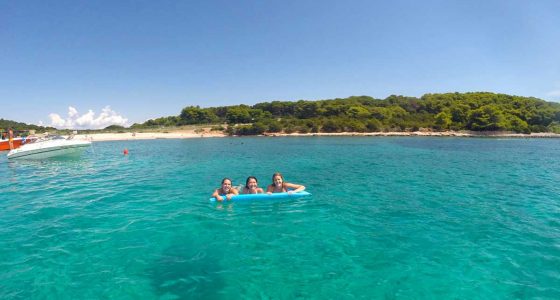 swimming in the crystal lagoon of Budikovac island