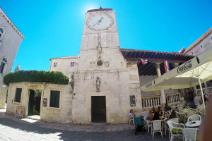 Clock tower on main Trogir square