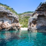 Clear sea outside the Stiniva cove