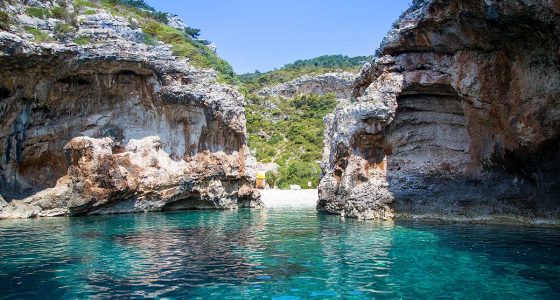 Clear sea outside the Stiniva cove