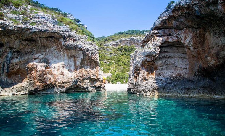 Clear sea outside the Stiniva cove