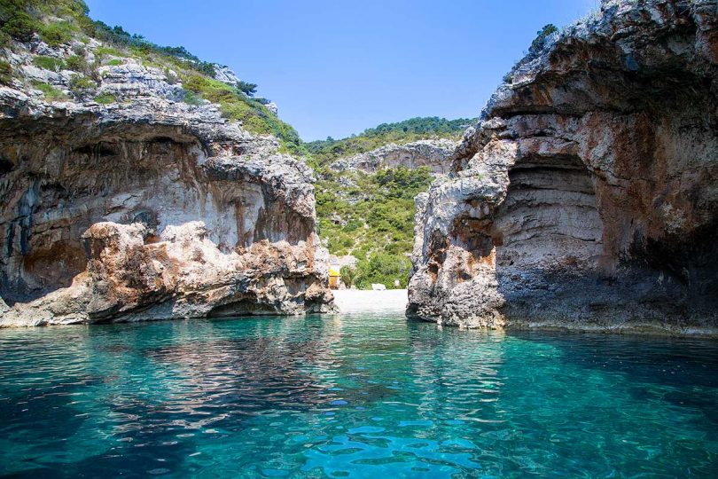 Clear sea outside the Stiniva cove