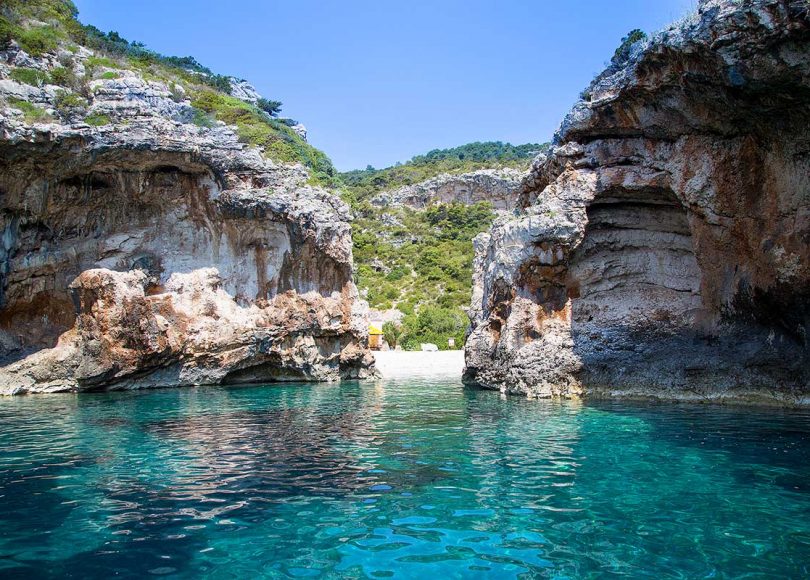 Clear sea outside the Stiniva cove