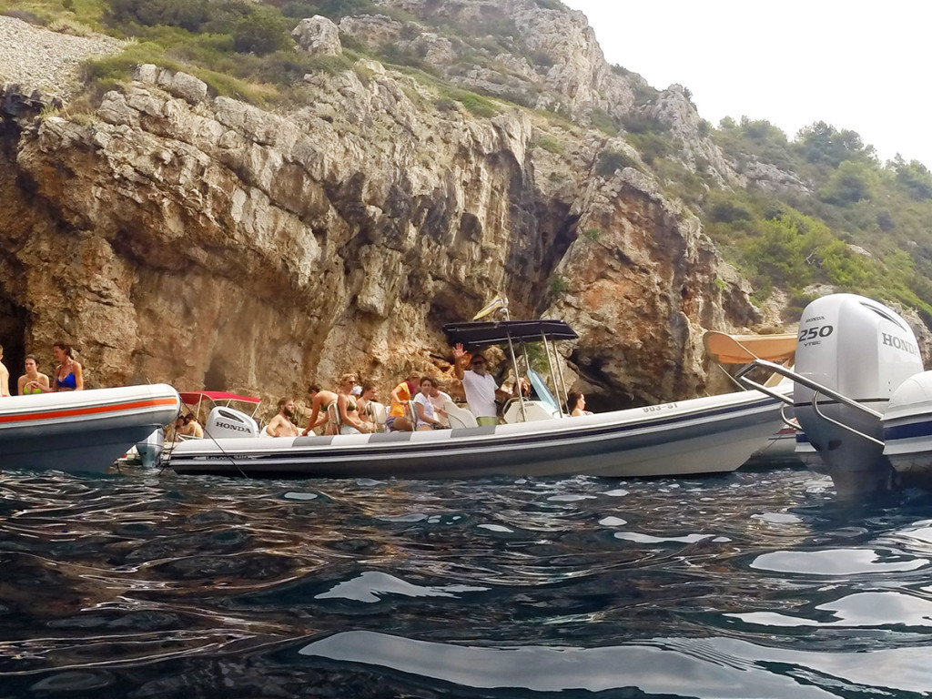 Ruben and the guests leaving Stiniva Cove