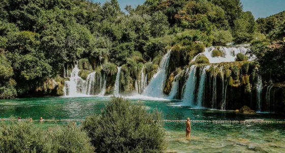 swimming by the waterfalls on Skradinski buk