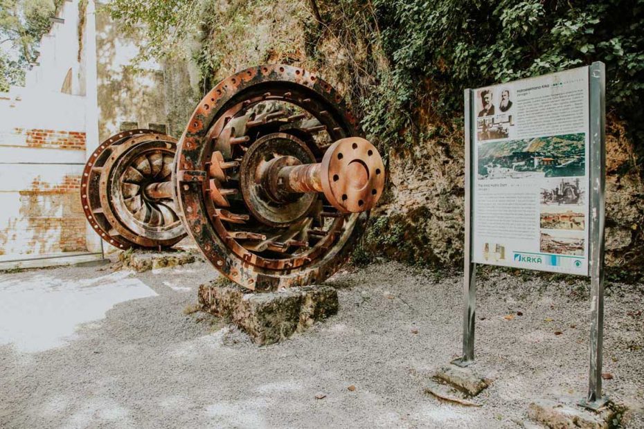 hydroelectric plant Krka-remains with informational table
