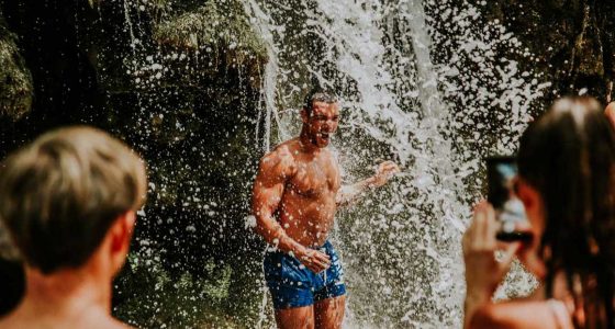 refreshing under the cascade of Krka river