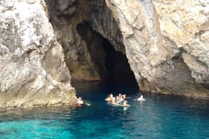 swimming outside of the Monk seal cave on Biševo