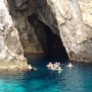 swimming outside of the Monk seal cave on Biševo